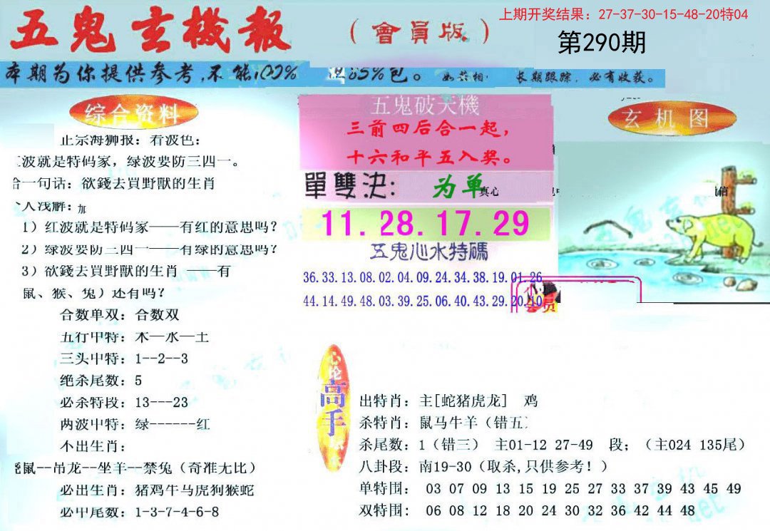 2024290期新五鬼玄机