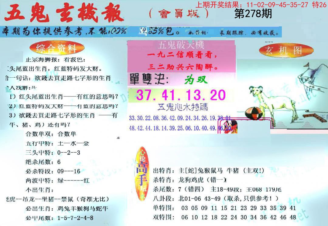 2024278期新五鬼玄机