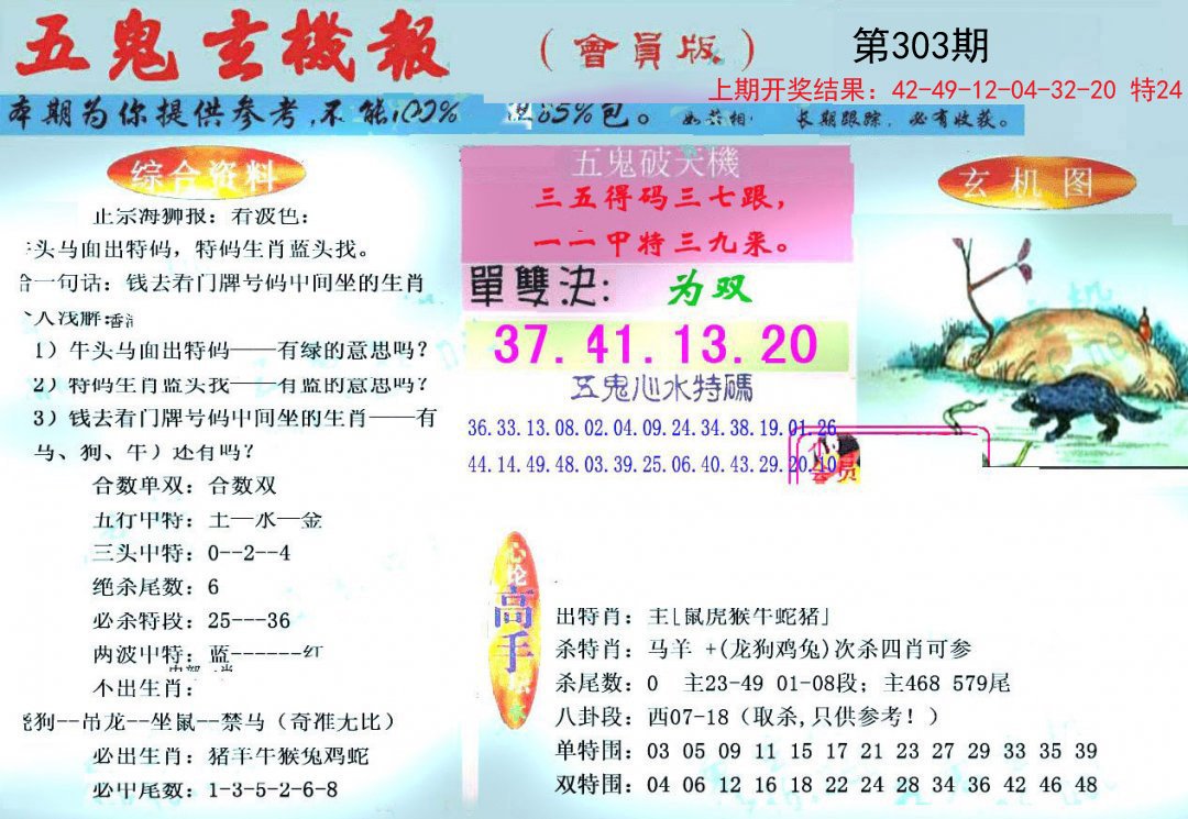 2024303期新五鬼玄机