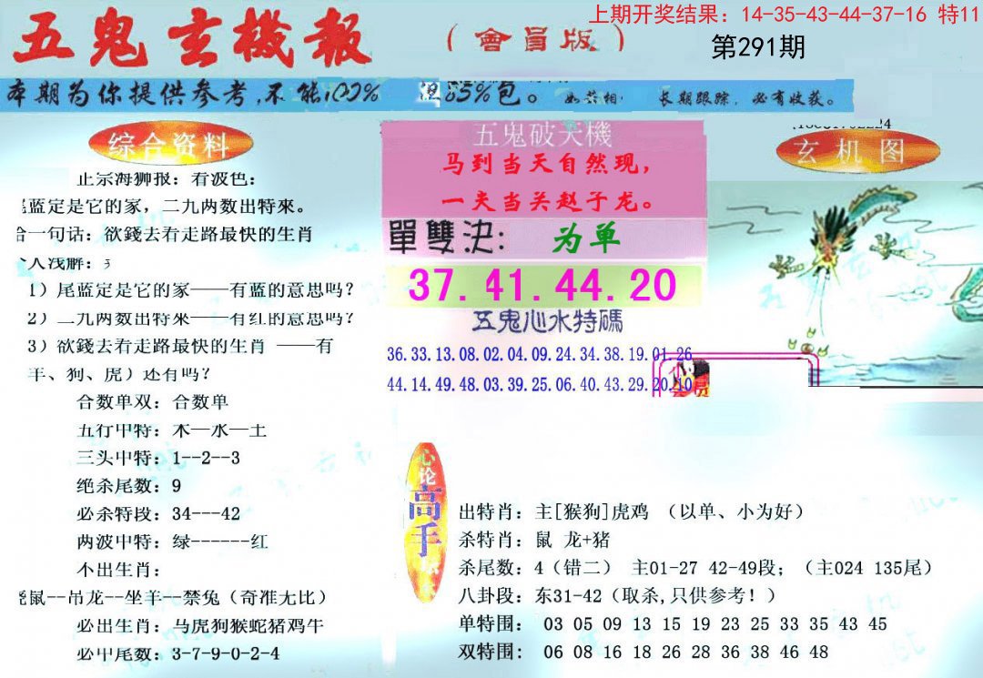 2024291期新五鬼玄机