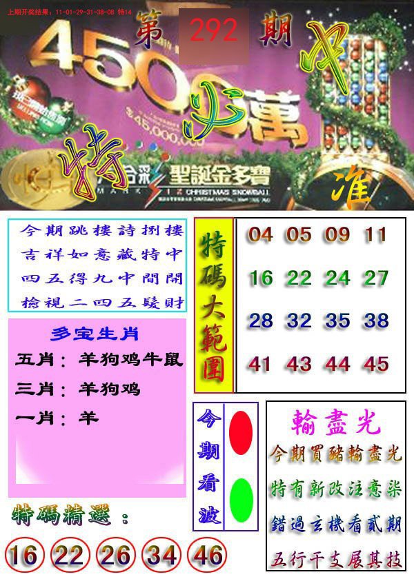 2024292期特必中