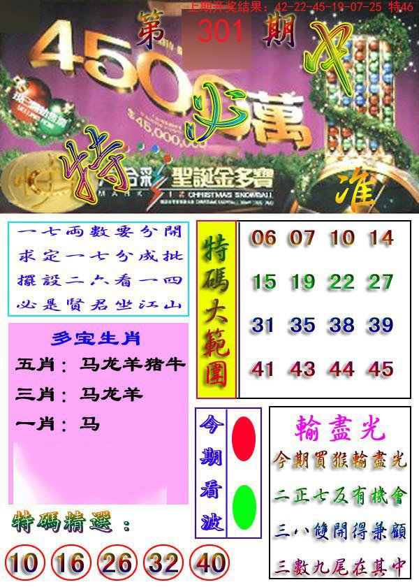 2024301期特必中