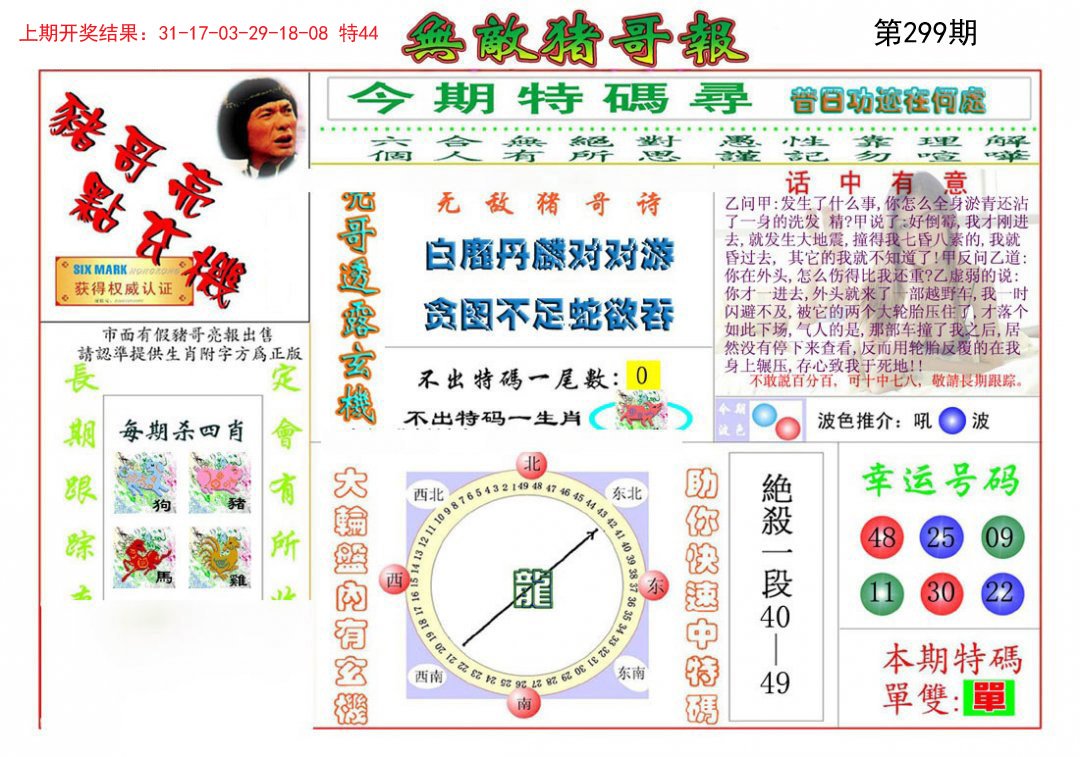2024299期无敌猪哥