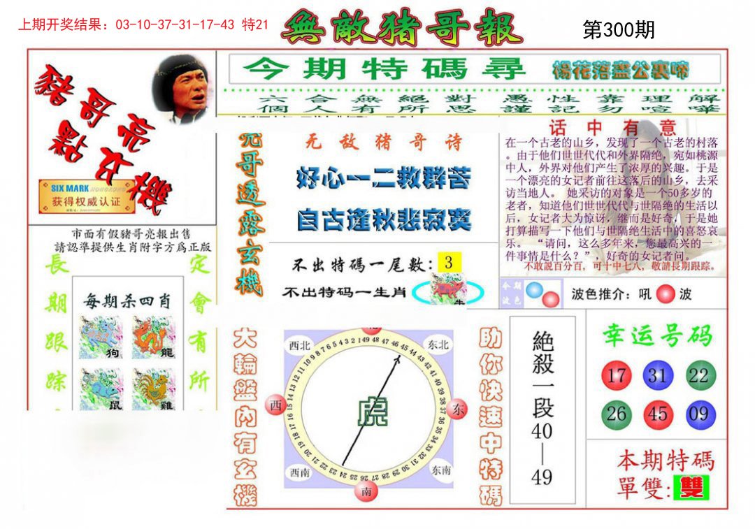 2024300期无敌猪哥