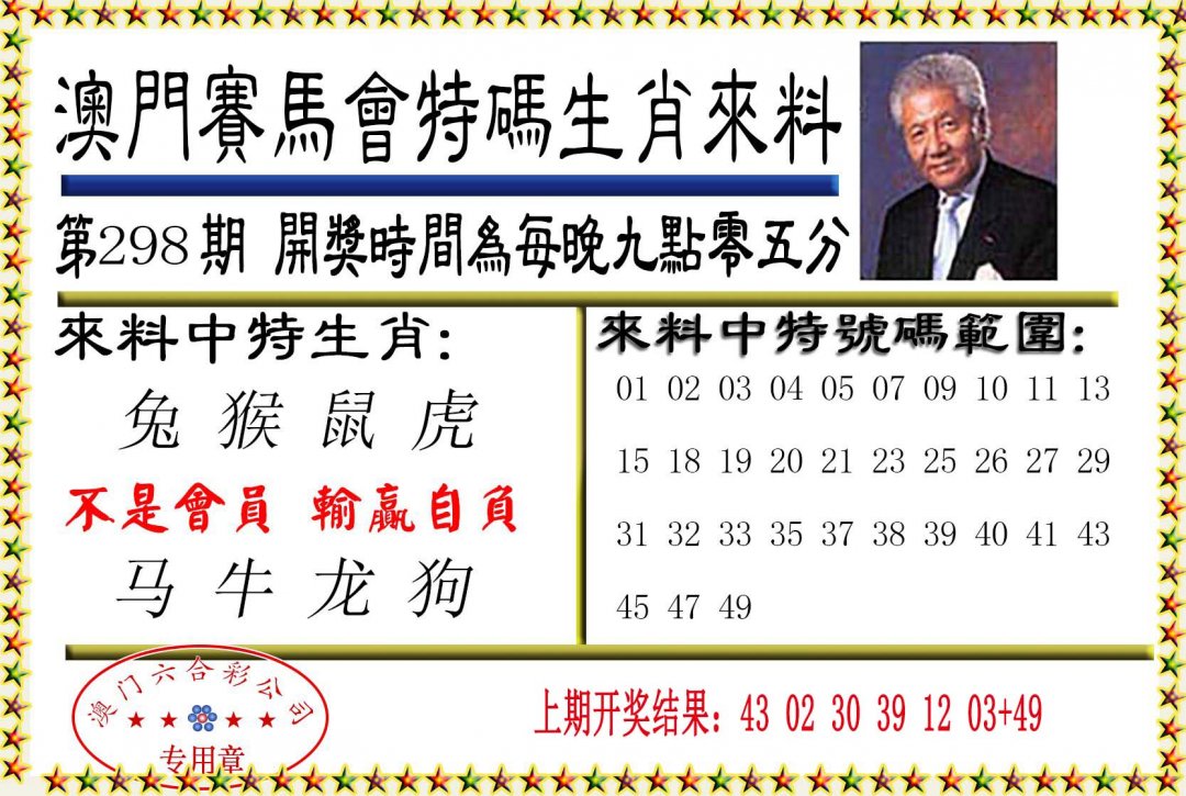 2024298期特码生肖来料