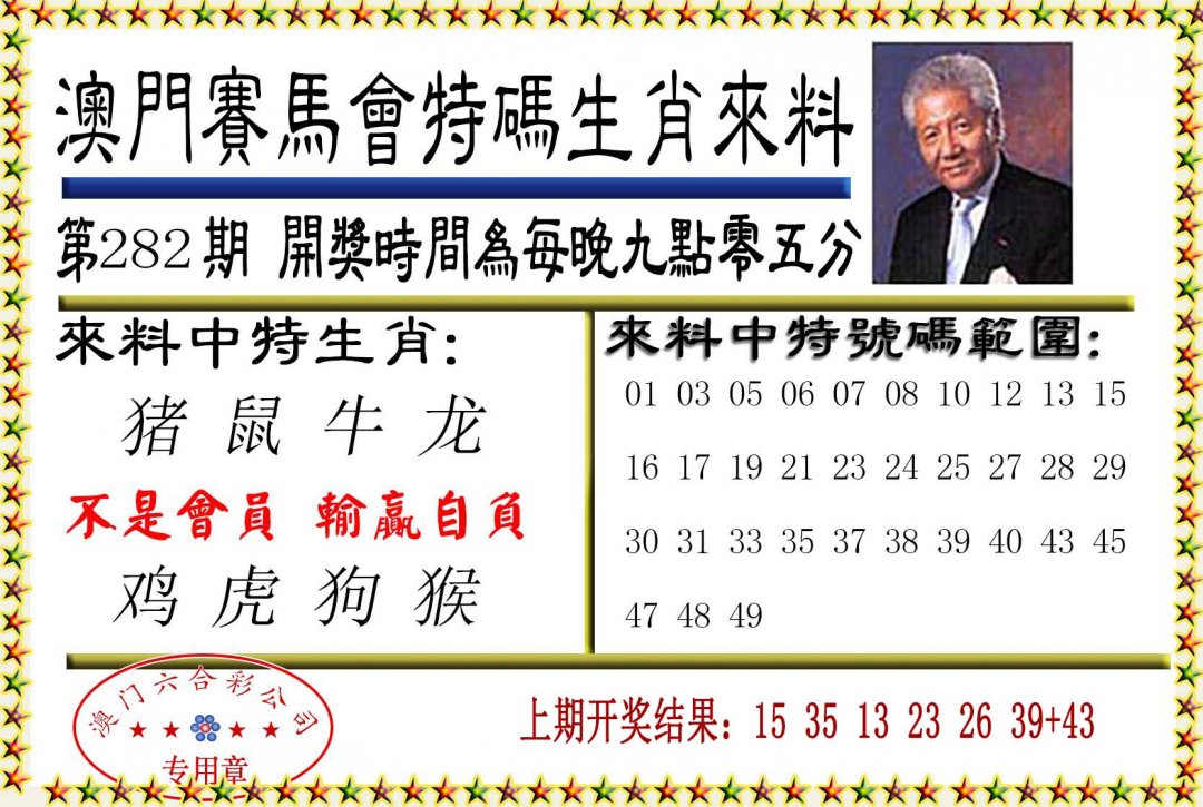 2024282期特码生肖来料