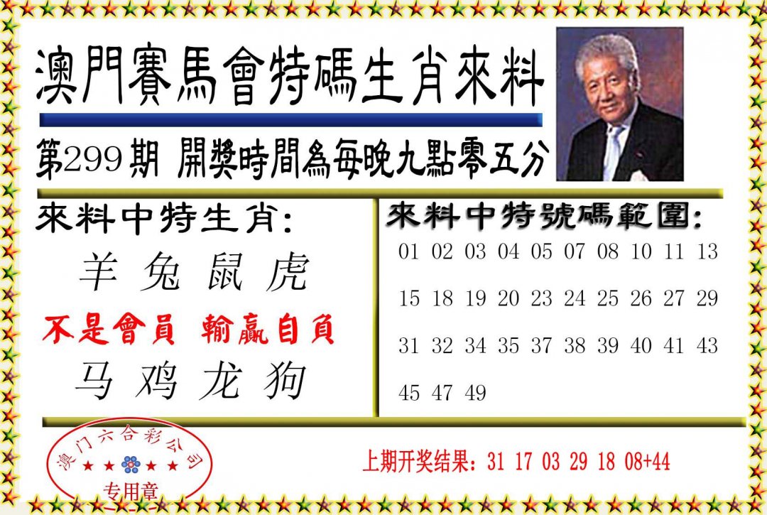 2024299期特码生肖来料