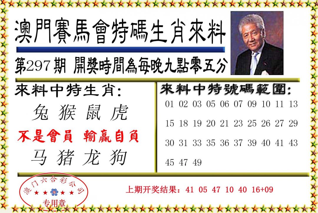 2024297期特码生肖来料