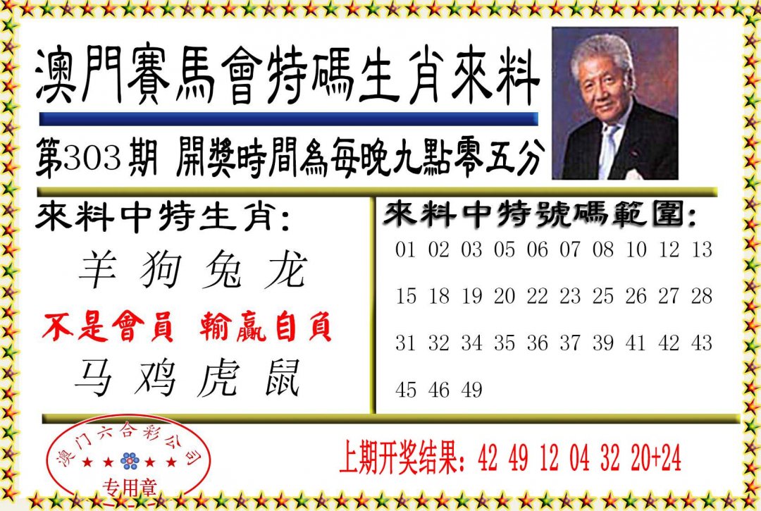2024303期特码生肖来料