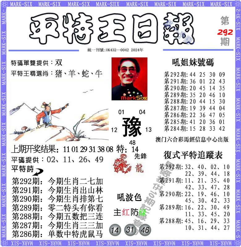 2024292期平特王日报