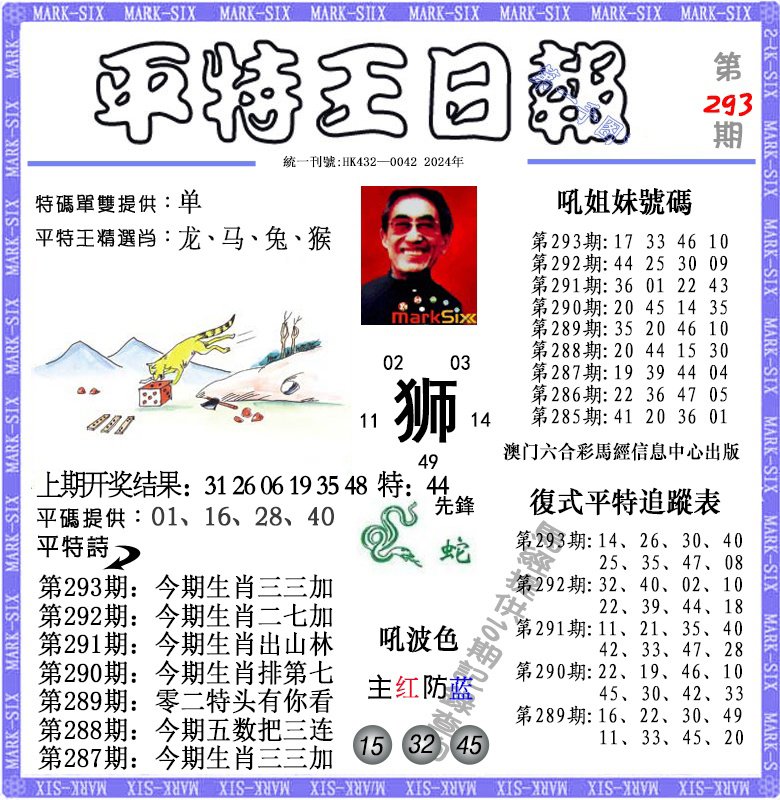 2024293期平特王日报