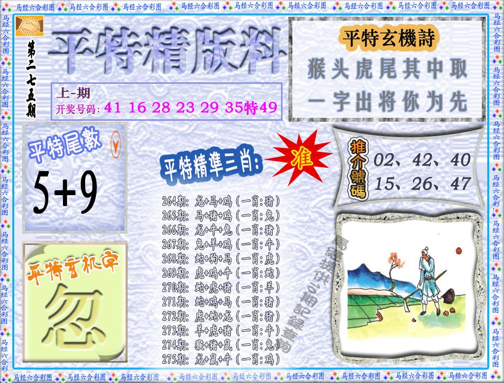 2024275期平特精版料