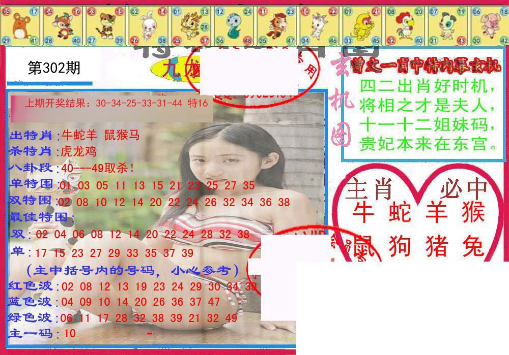 2024302期特码生肖图