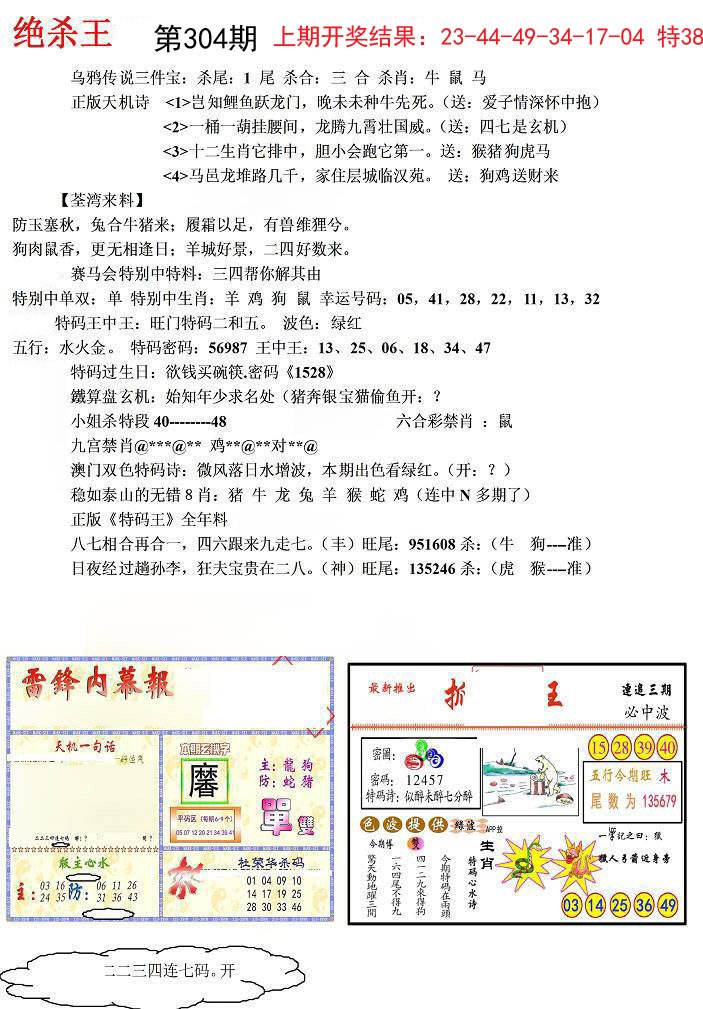 2024304期蓝天报(绝杀王)