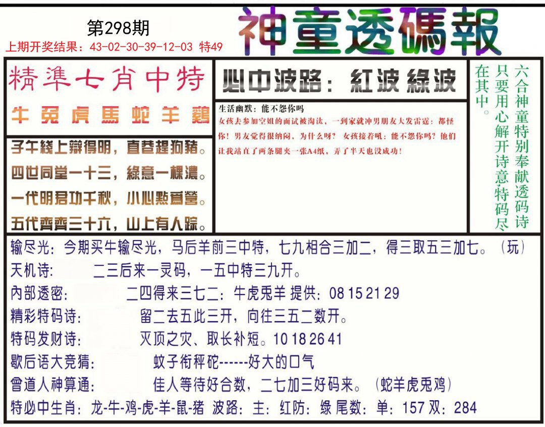 2024298期神童透码报