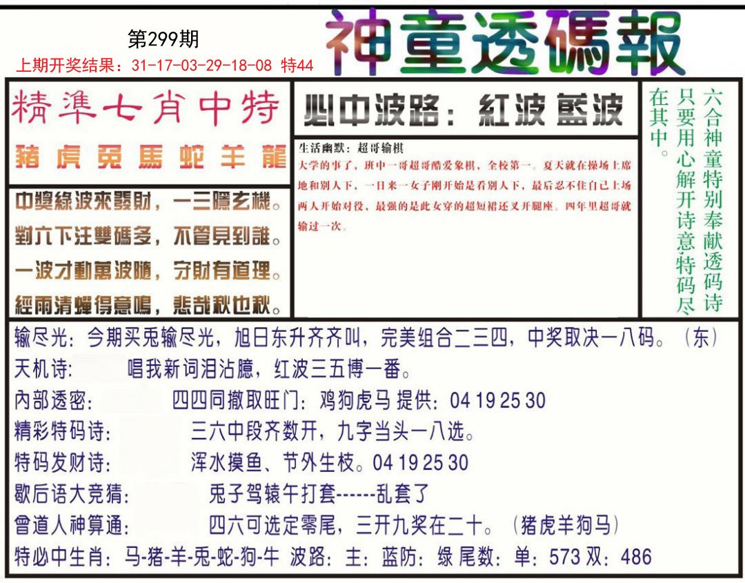 2024299期神童透码报