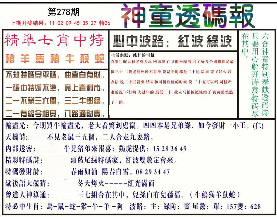 2024278期神童透码报