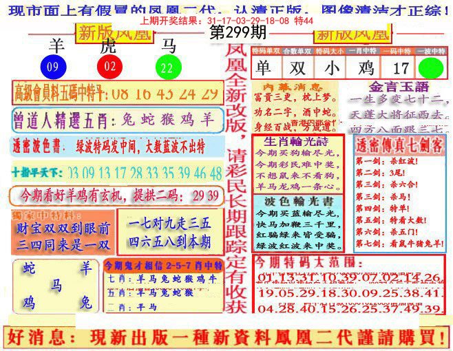 2024299期另二代凤凰报