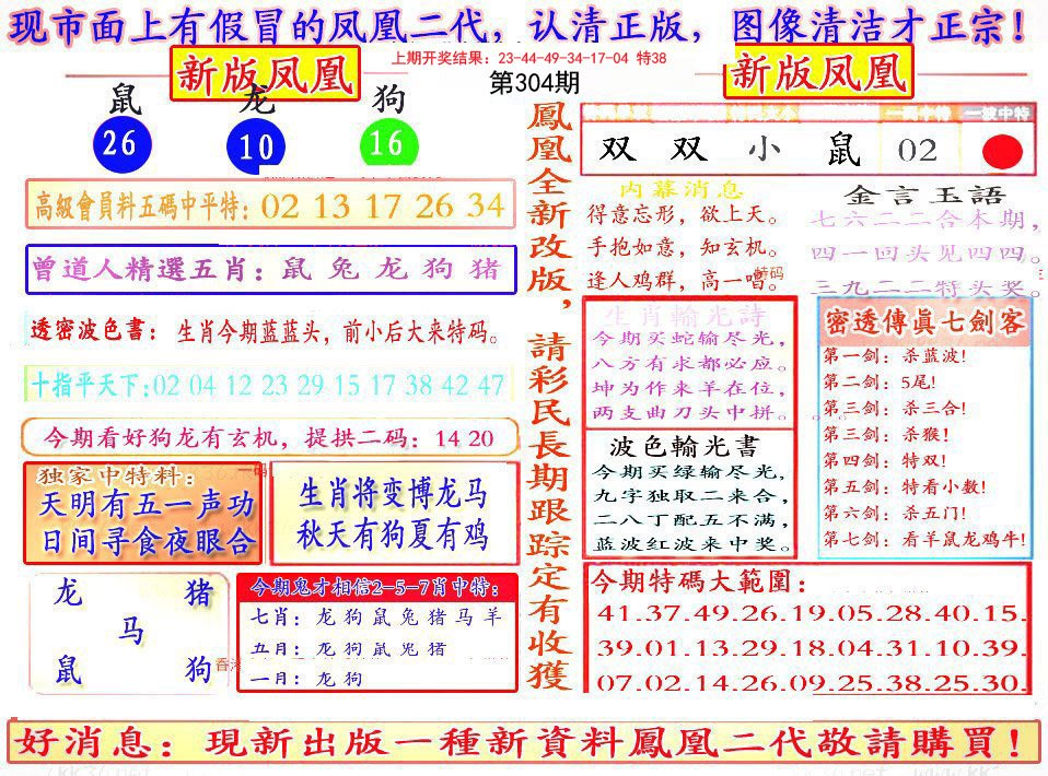 2024304期另二代凤凰报