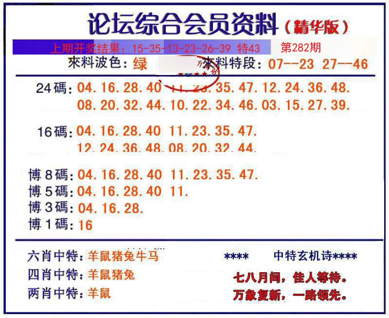 2024282期综合会员资料