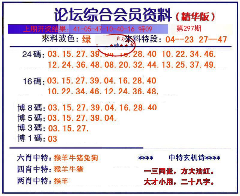 2024297期综合会员资料