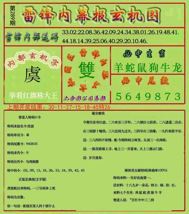 2024289期雷锋玄机报