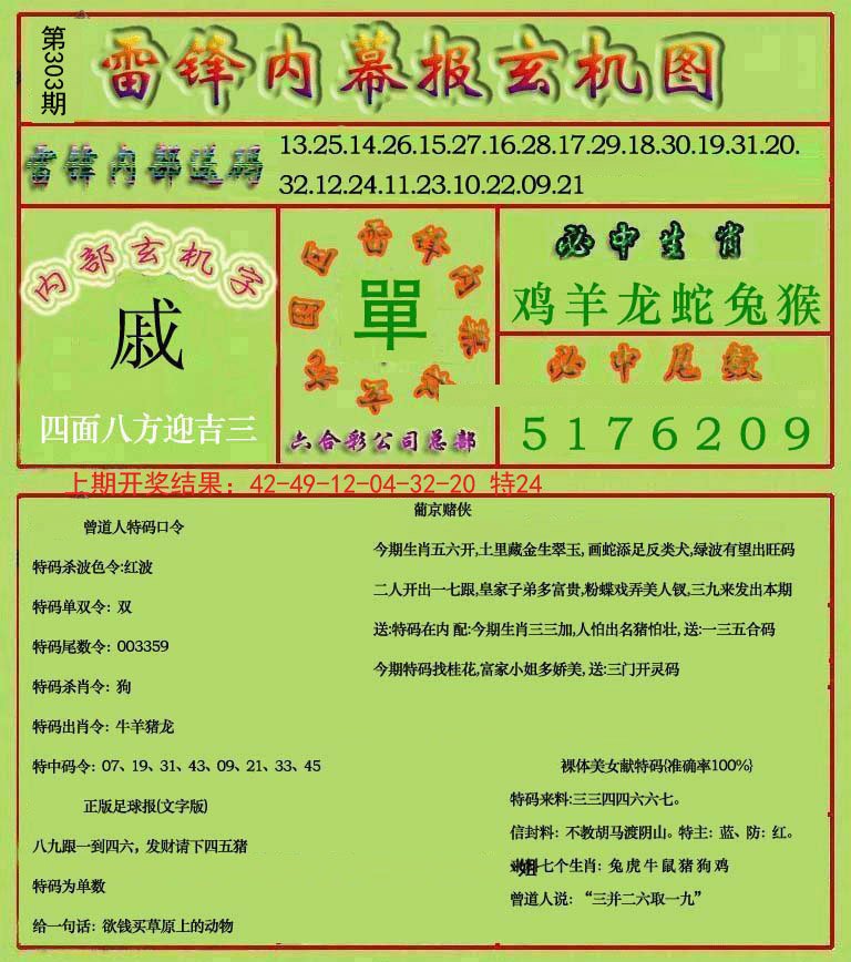 2024303期雷锋玄机报