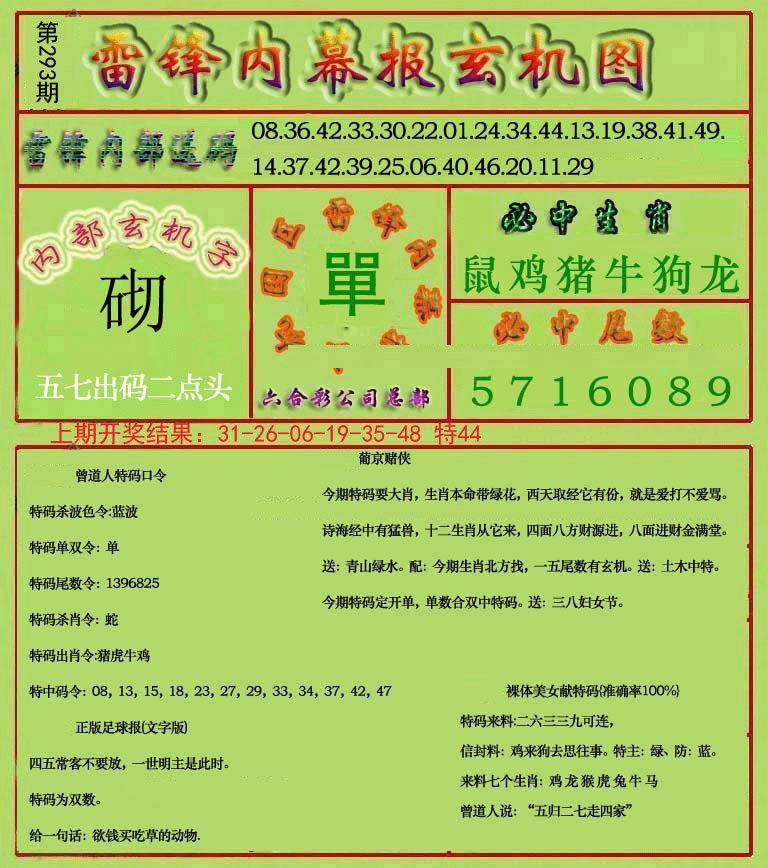 2024293期雷锋玄机报