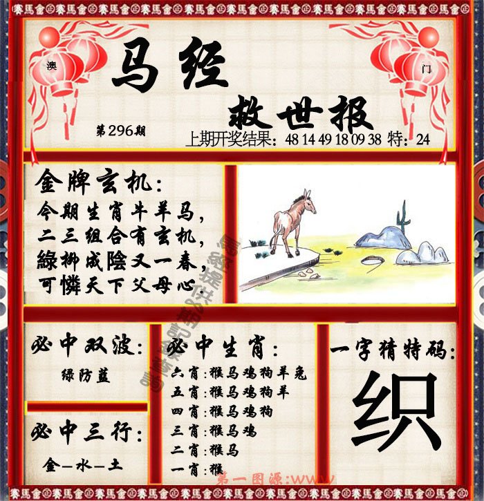 2024296期马经救世报