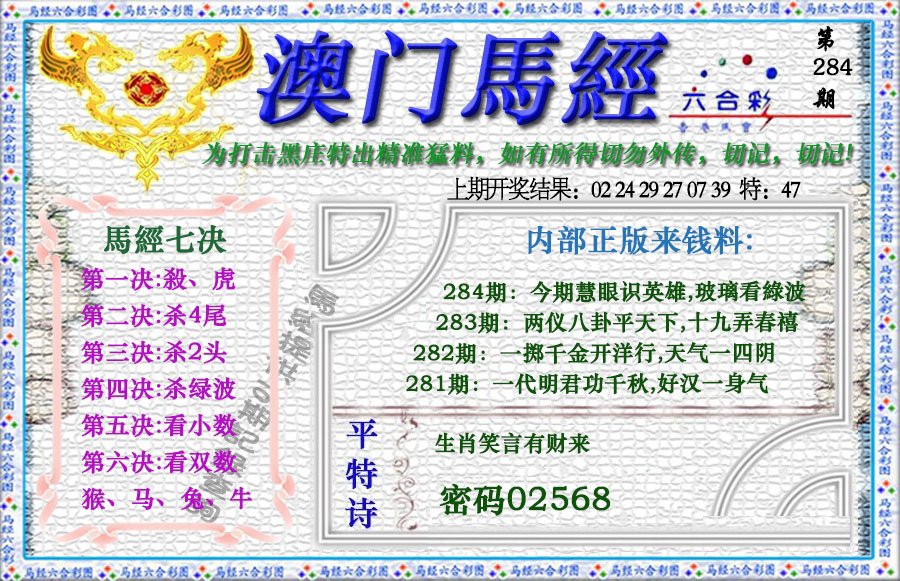 2024284期马经