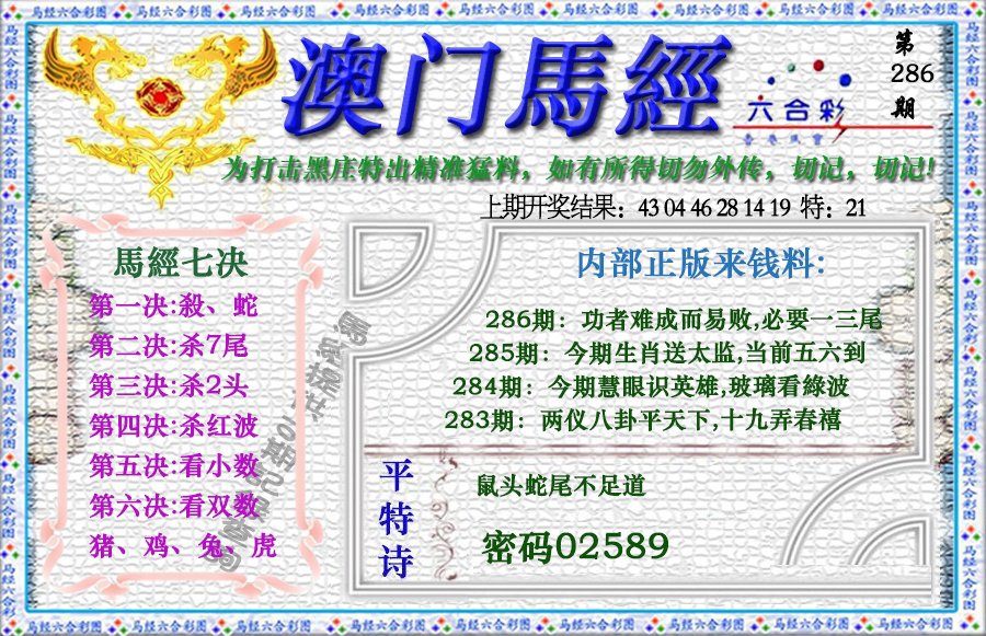 2024286期马经