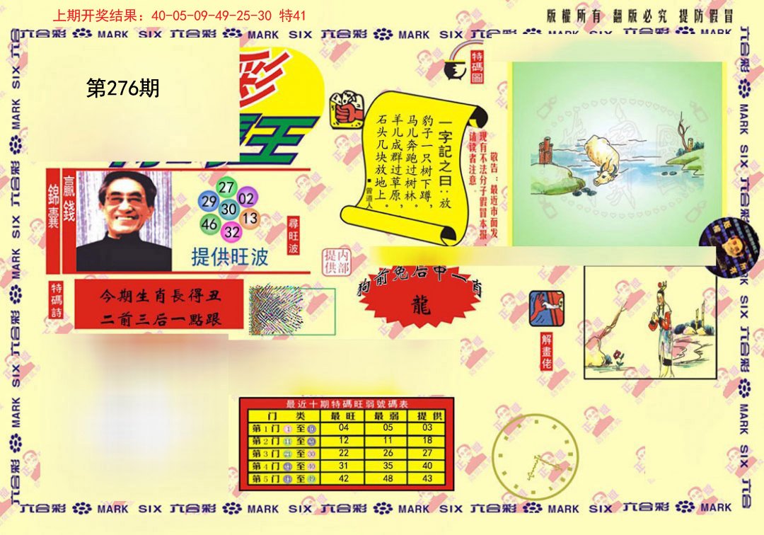 2024276期心水特码(信封)