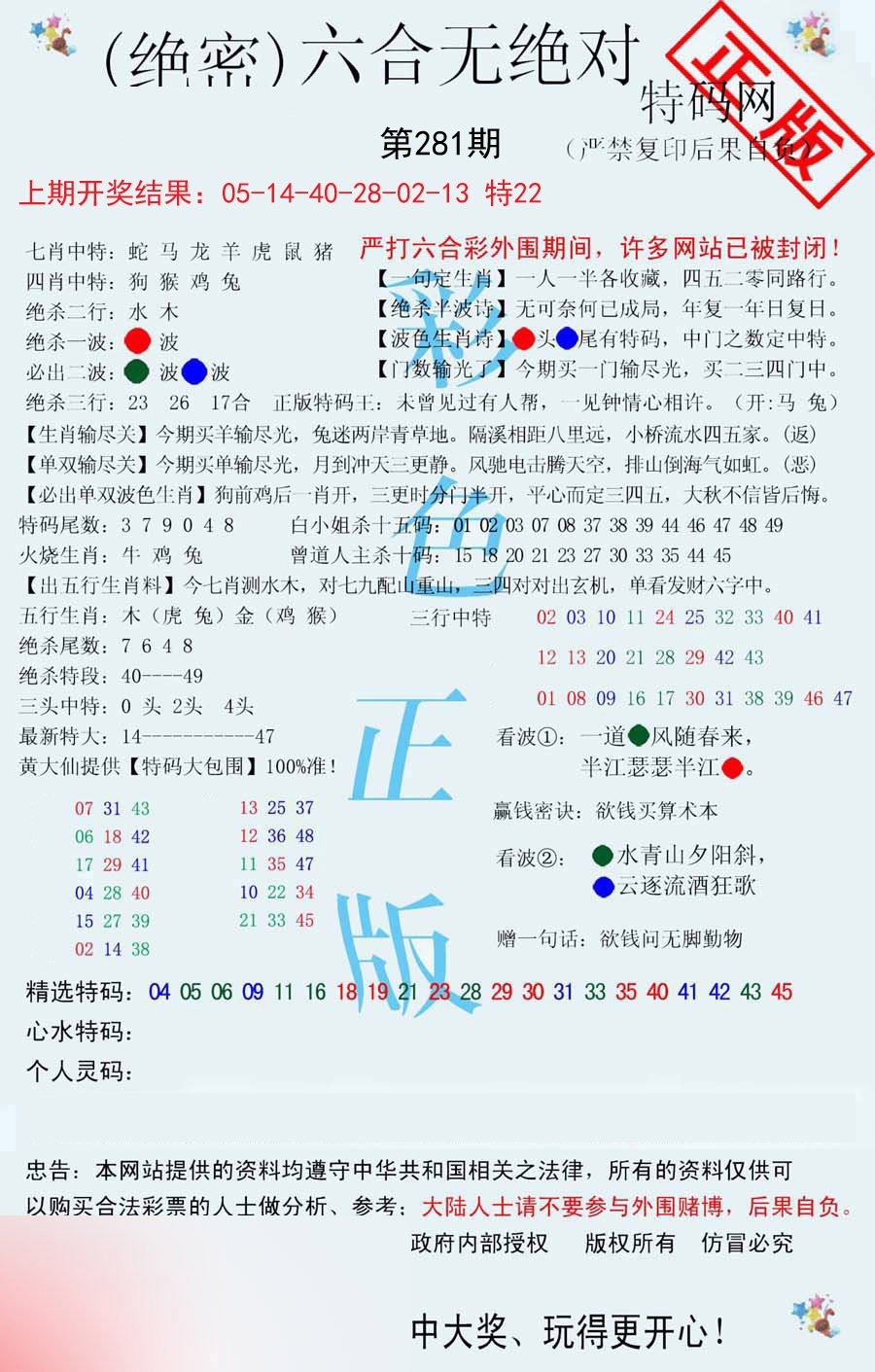 2024281期六合无绝对