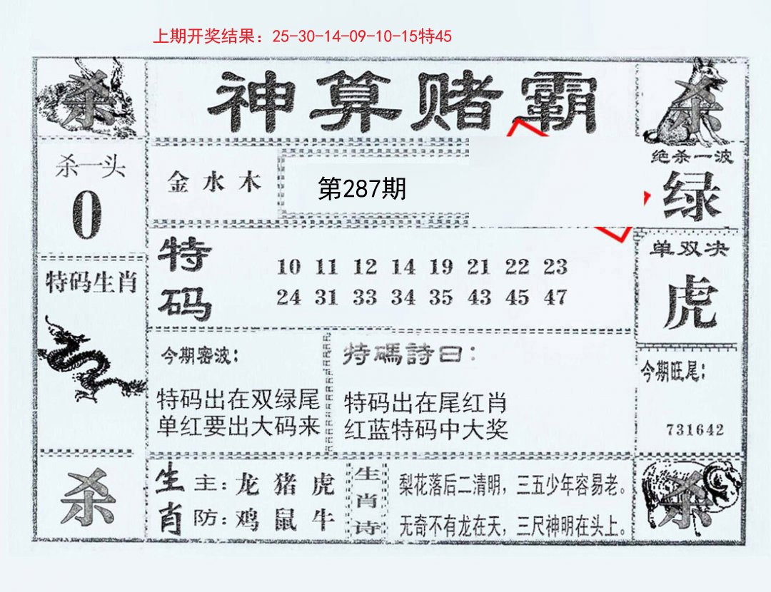 2024287期神算赌霸
