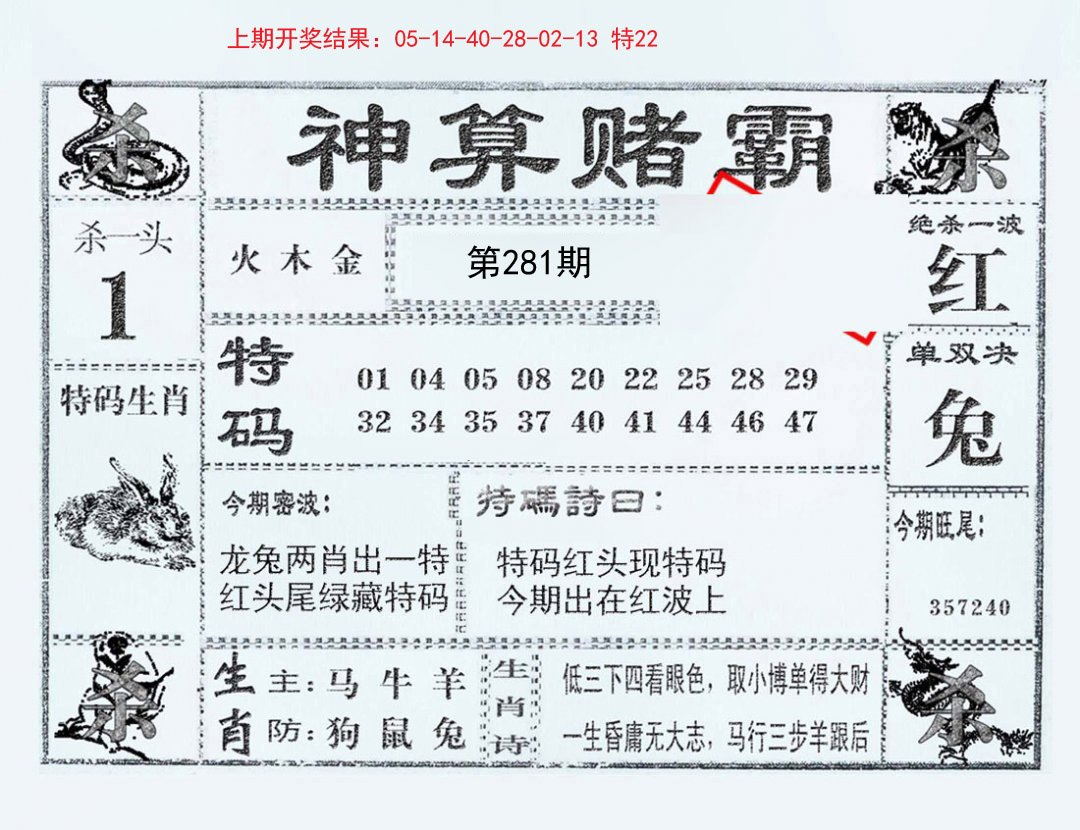 2024281期神算赌霸