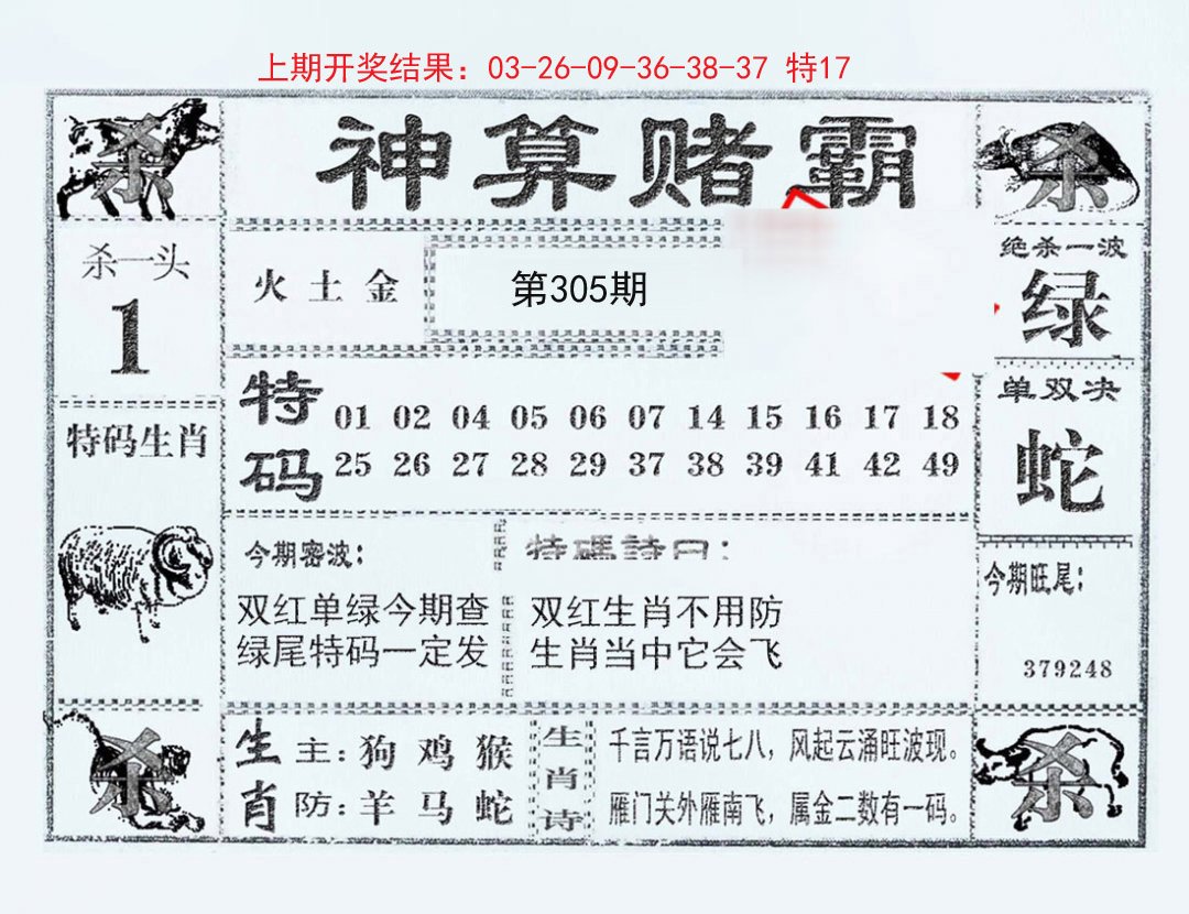 2024305期神算赌霸