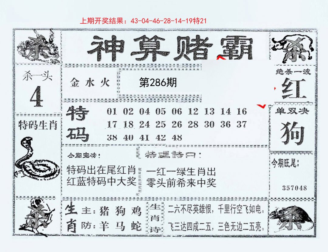 2024286期神算赌霸