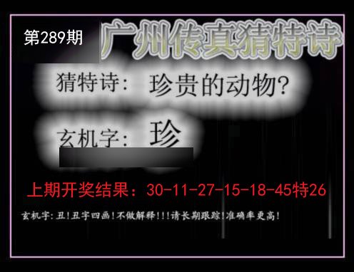 2024289期广州传真猜特诗