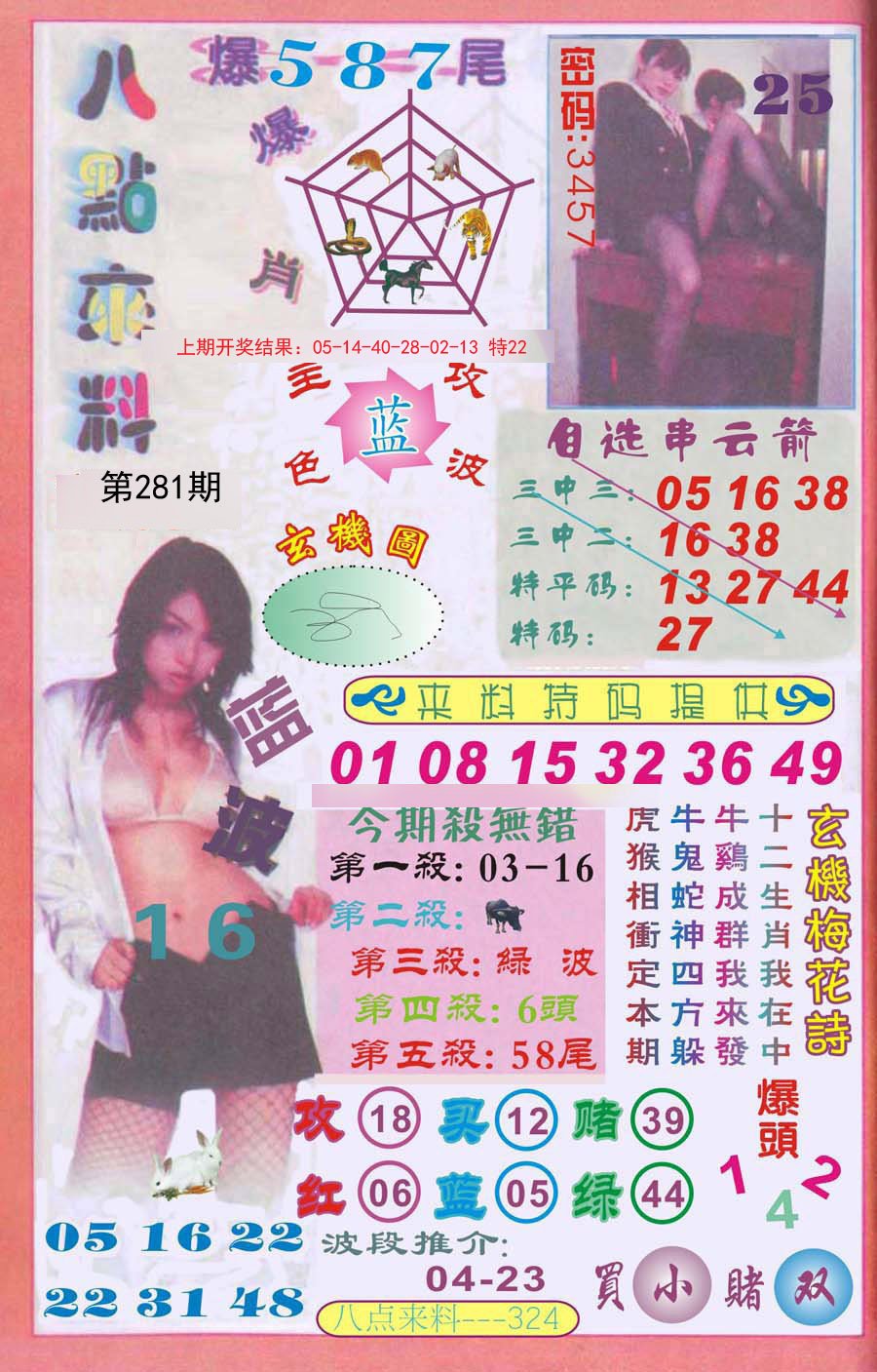2024281期传真八点来料