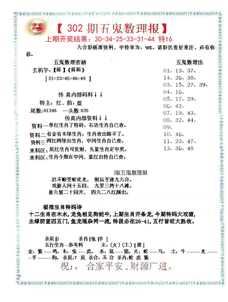2024302期五鬼运财会员料
