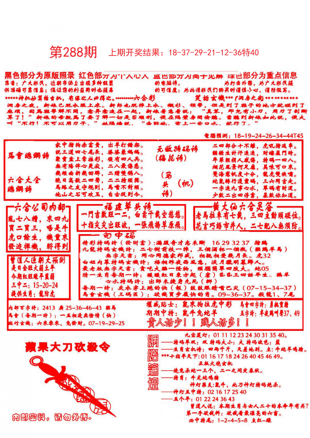 2024288期大刀彩霸王B
