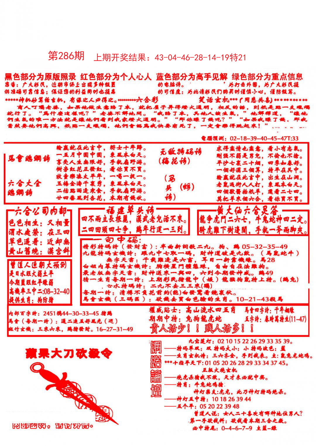 2024286期大刀彩霸王B