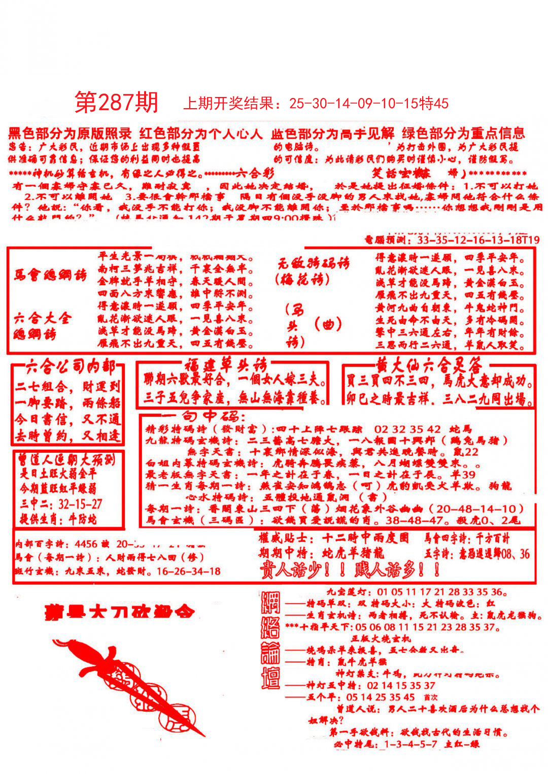 2024287期大刀彩霸王B