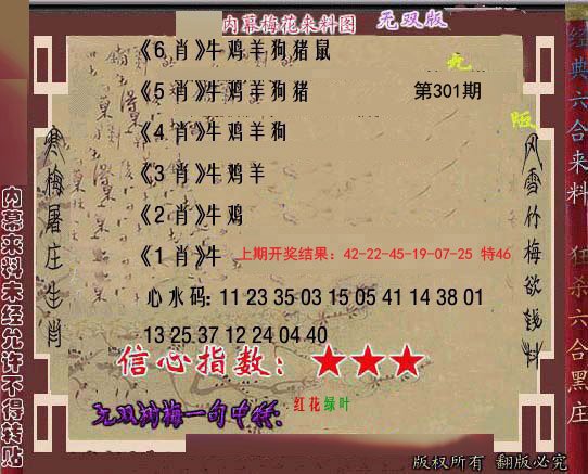 2024301期独家梅花来料