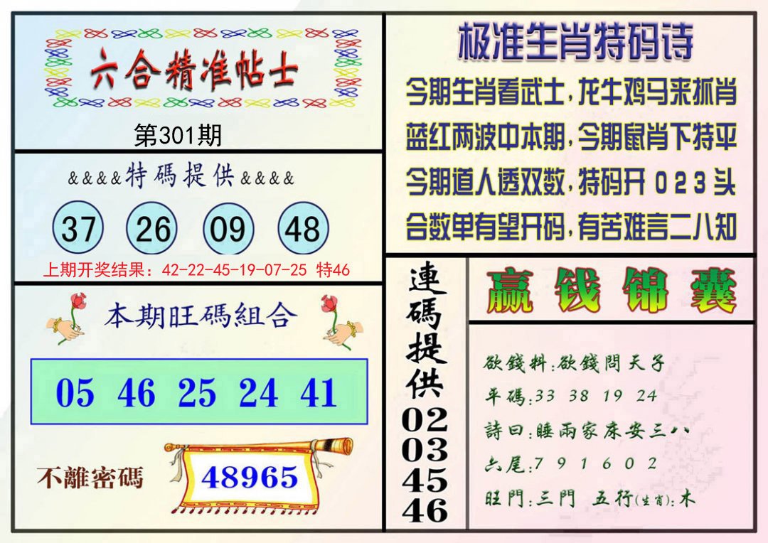 2024301期精准贴士