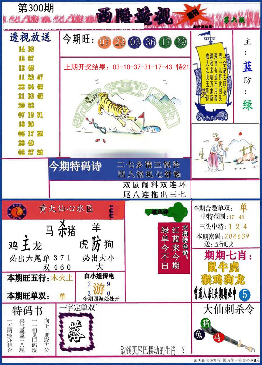 2024300期西陲透视