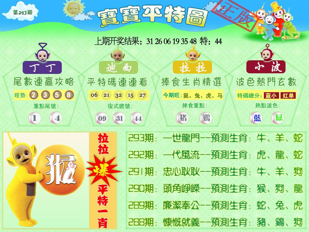 2024293期天线宝宝平特图