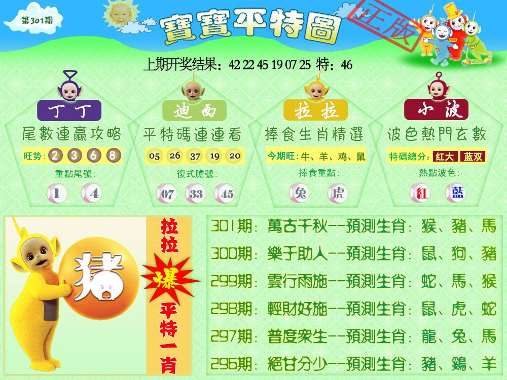 2024301期天线宝宝平特图