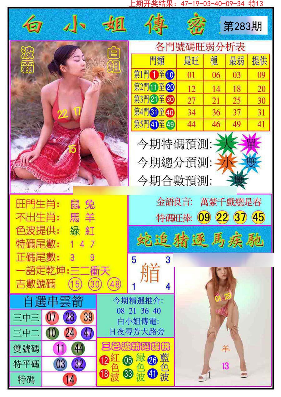 2024283期白小姐传密