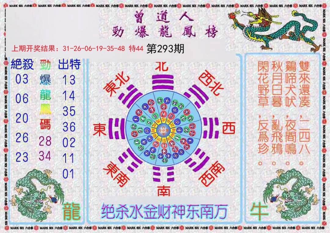 2024293期曾道人劲爆龙凤榜
